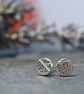 Fine silver leaf textured dot earrings - Image 3