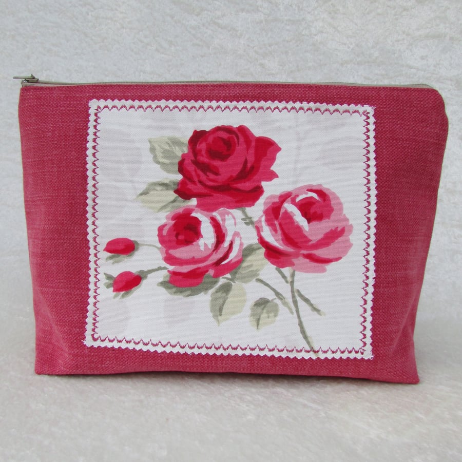 SALE - Roses toiletry bag in coral pink