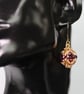 Beaded Bead Earrings in Red and Gold - Image 2
