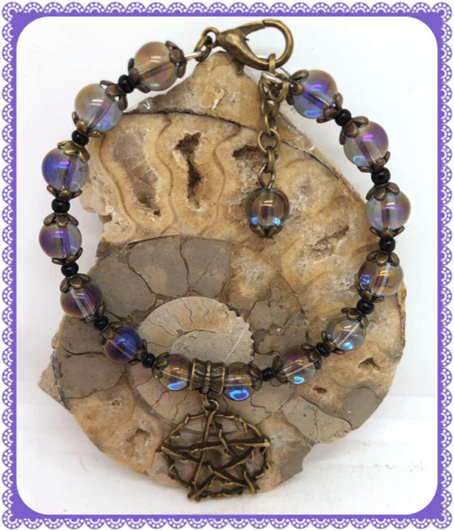 OOAK Bronze Pentagram bangle style bracelet