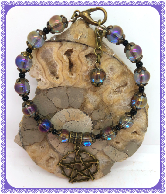 OOAK Bronze Pentagram bangle style bracelet