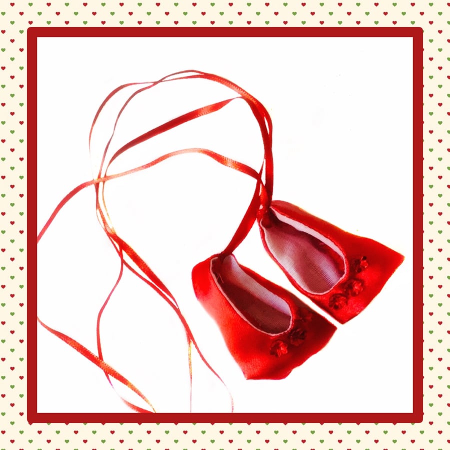 Reserved for Sue - Red Satin Ballet Shoes