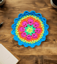 ultra bright neon crochet mandala flower coasters, doilies - Image 5