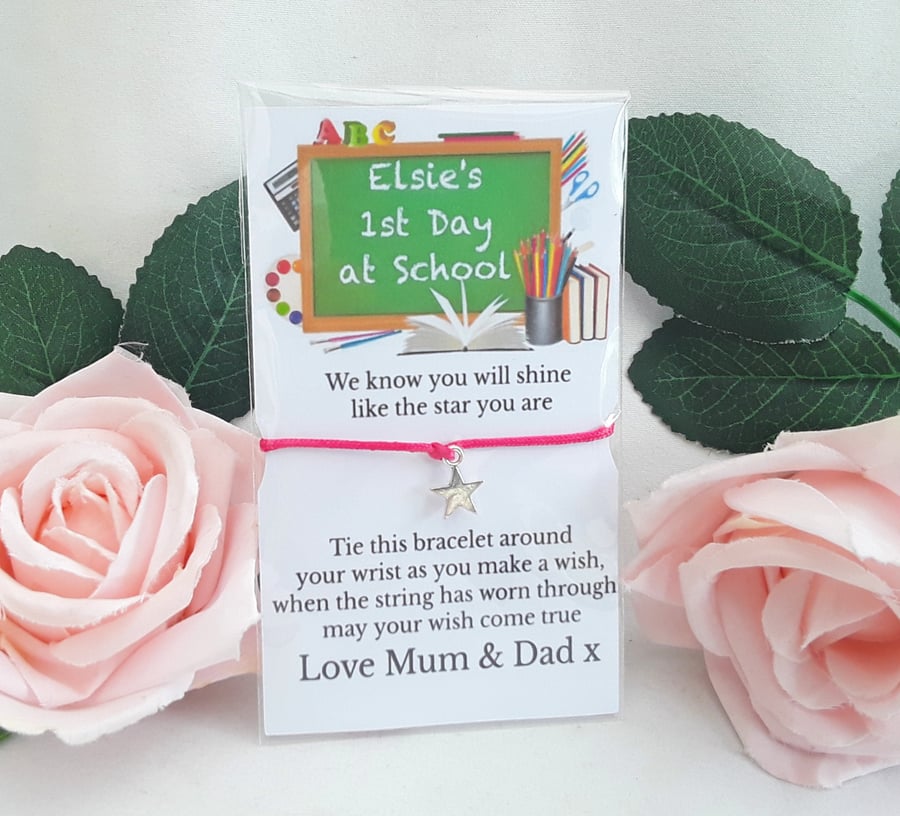 Personalised 1st day at school bracelet, 1st day at school gift