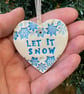 Let it snow pottery heart Christmas decoration - Image 3