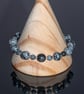 Bracelet Snowflake Obsidian and Sterling Silver Stretchy handmade - Image 3