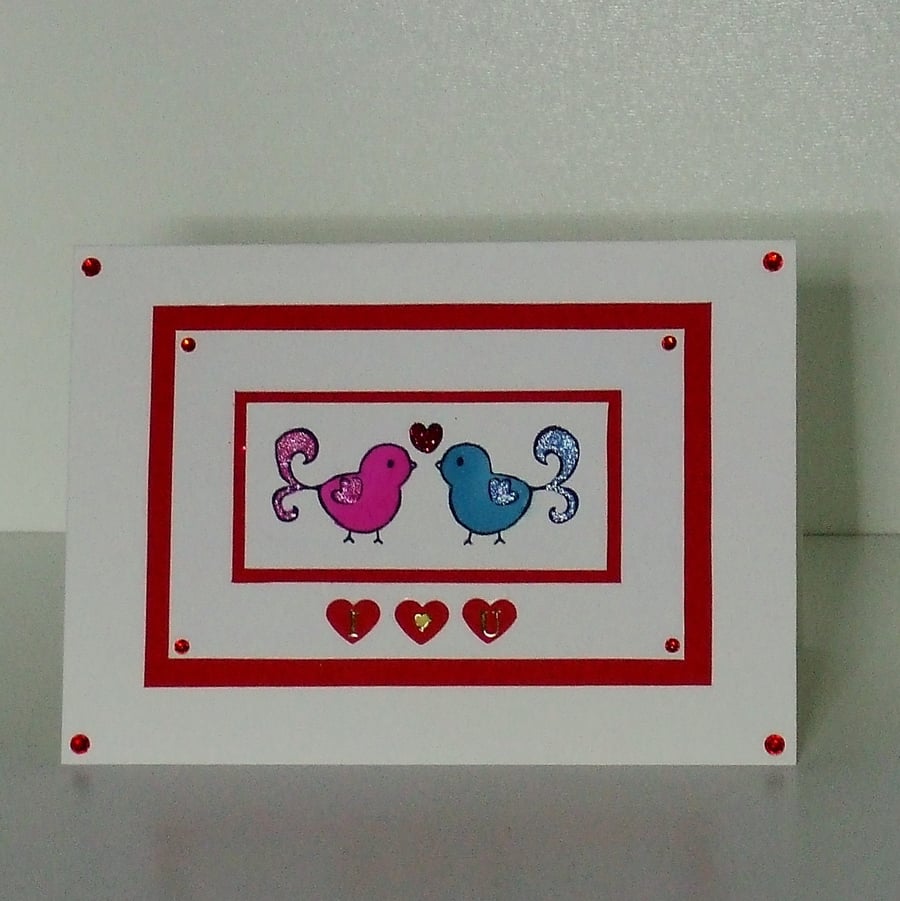 Handmade Valentines Day or Anniversary Card, Love Birds