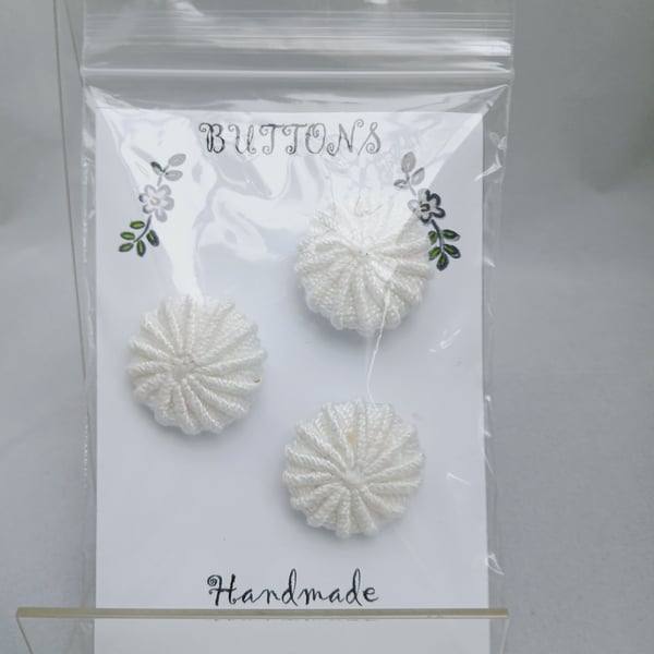 Buttons White 30mm Handmade Embroidered Yorkshire Style