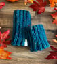 Handknit Dog Neck Warmer Snood Chunky Tweed - Teal Green