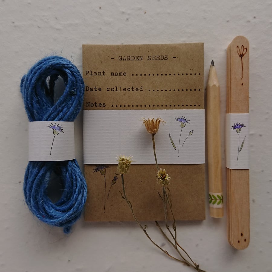 Wooden plant labels & seed envelopes - cornflower blue - plastic free gardening