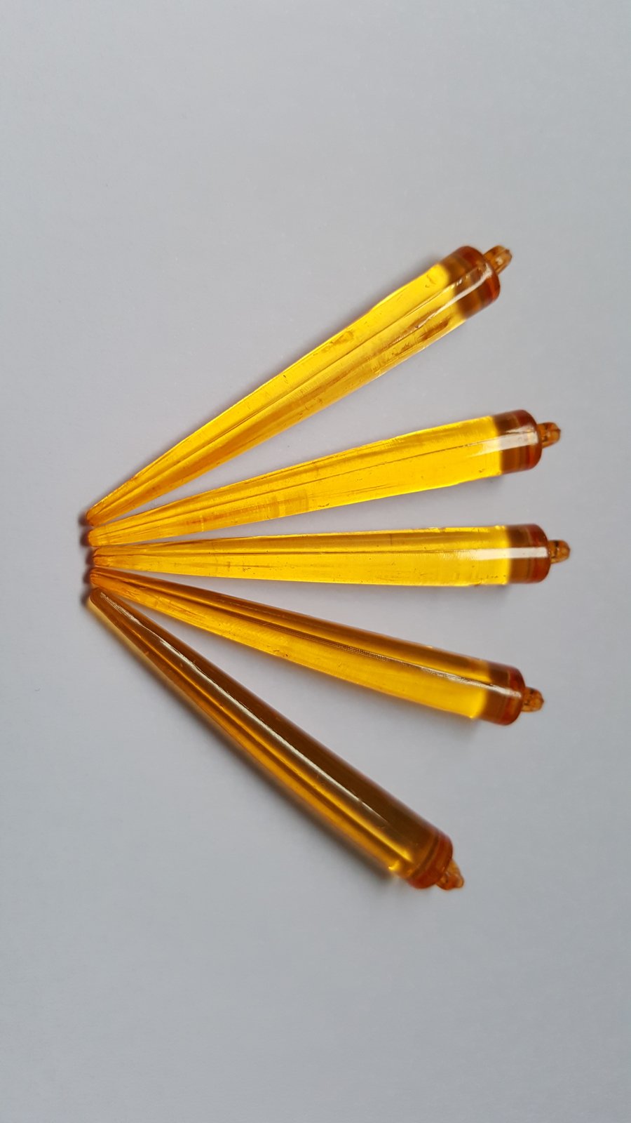 15 x Acrylic Spike Pendant Drops - 52mm - Orange 