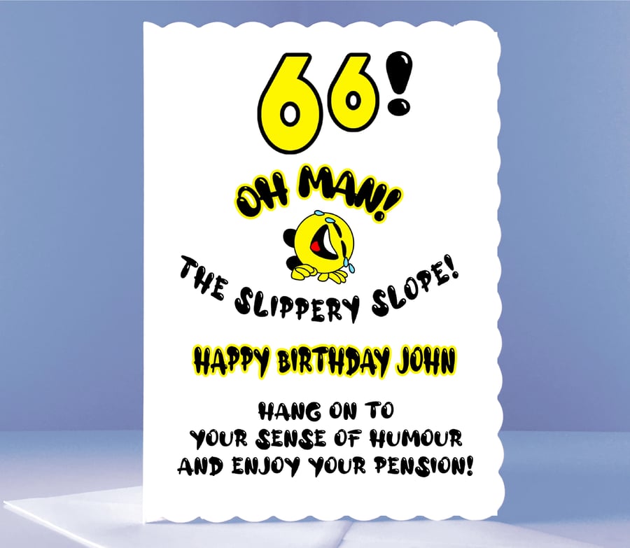 Humorous Personalised 66th Birthday Card - Oh Man!
