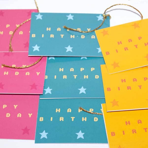 9 'Happy Birthday' Star gift tags
