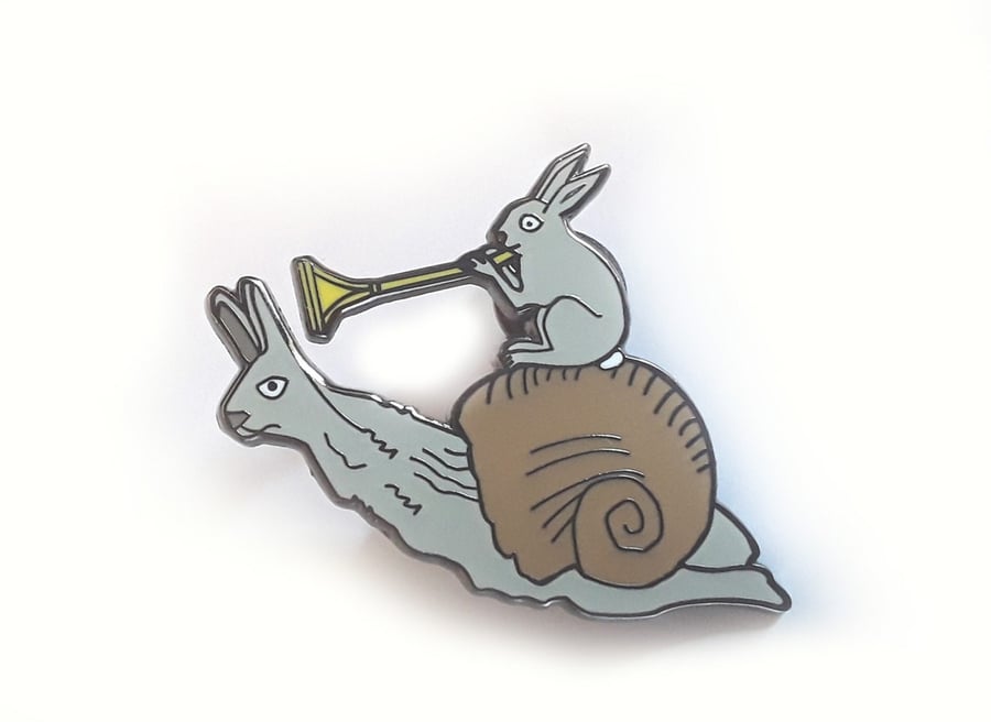 38mm Medieval Rabbit Snail hard enamel pin