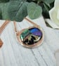 Dichroic Glass and Copper Abstract Necklace. Artisan Pendant