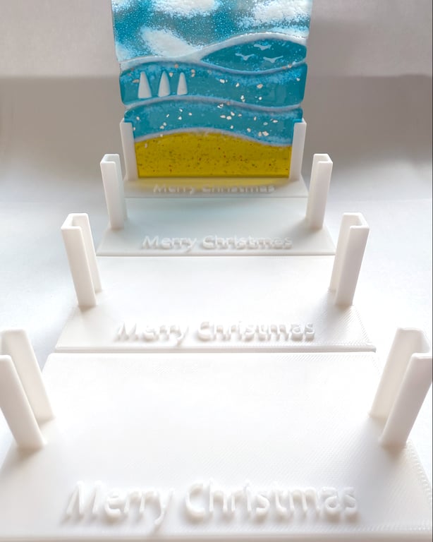 Merry Christmas 4 full fuse glass display stands for 10cm panel, 102mm 6.8mm 