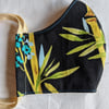 Cotton face mask with black bamboo pattern