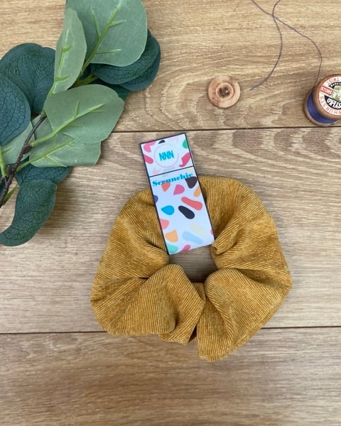 Mustard Needlecord, Fine Cord XL Scrunchie, hair tie