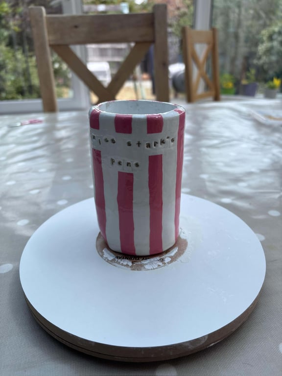 Homemade customisable clay pencil pot