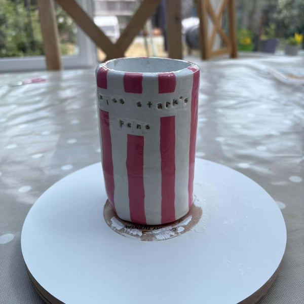 Homemade customisable clay pencil pot