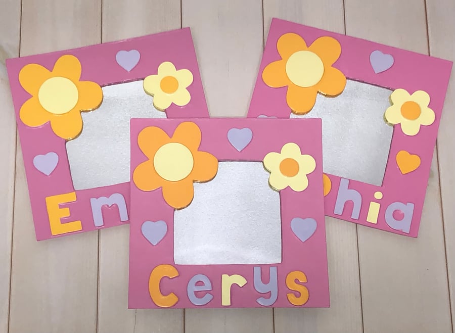 Personalised Baby Pink Flower Mirror