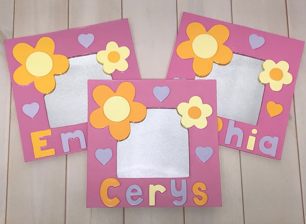 Personalised Baby Pink Flower Mirror
