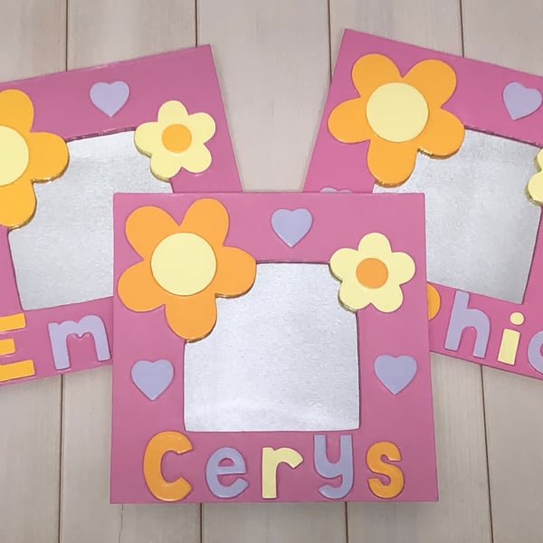 Personalised Baby Pink Flower Mirror