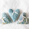 SET OF 3 WILLIAM MORRIS LAVENDER BAGS - HEART SHAPED