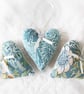SET OF 3 WILLIAM MORRIS LAVENDER BAGS - HEART SHAPED - Image 1