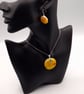 Yellow Daisy's (2) Fused Glass Hook Earrings and Pendant Set