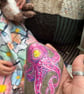 Purple Octopus hand painted paperweight stone  - Image 4