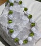 Crackled Clear Quartz & Green Peridot Gemstone Statement Beaded Necklace - Image 2