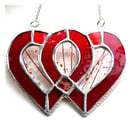Entwined Heart Suncatcher Stained Glass Ruby 40th Wedding 