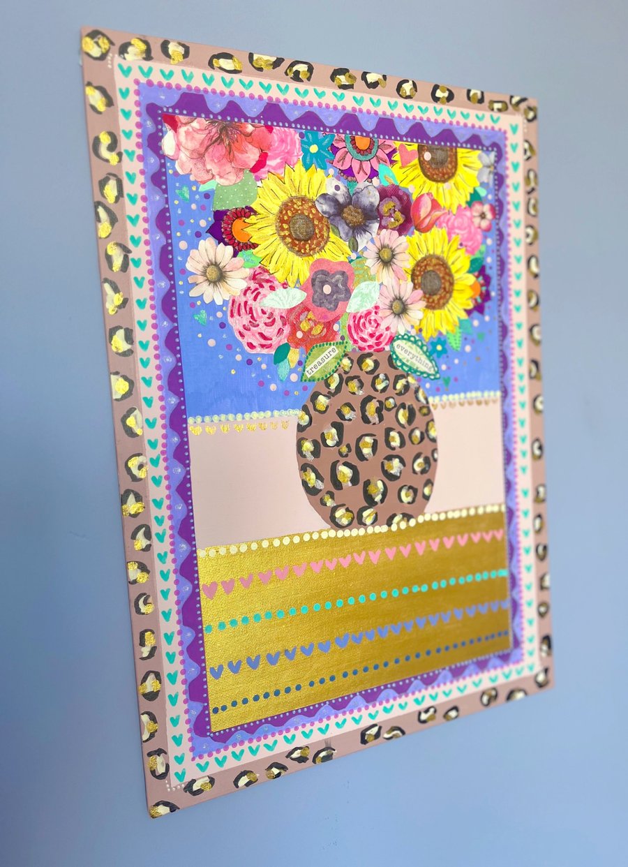 Sunflowers in Leopard Print Vase