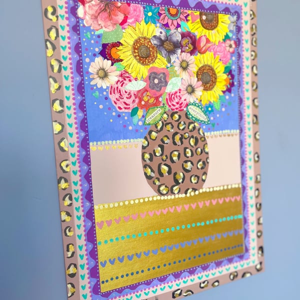 Sunflowers in Leopard Print Vase