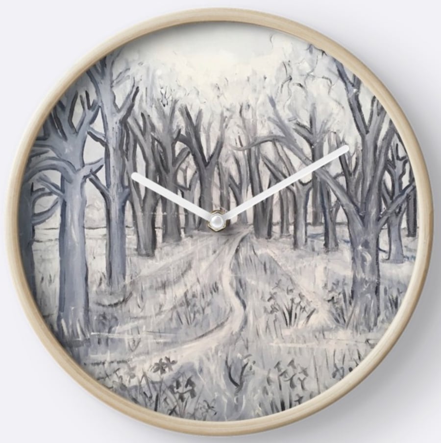 Beautiful Wall Clock Featuring The Painting ‘Shades Of Grey In The Wild Garden’