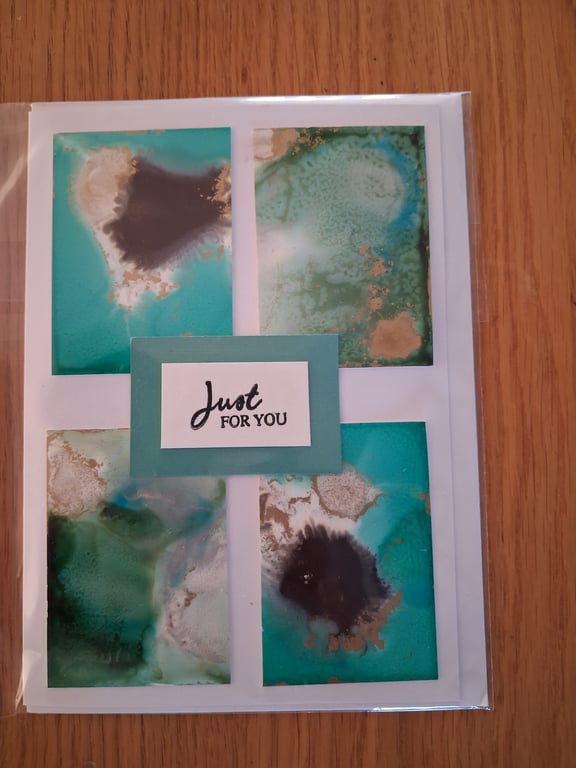 Handmade greetings card made with alcohol inks