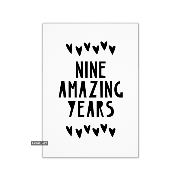 9th Anniversary Card - Novelty Love Greeting Card - Amazing Years