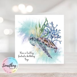 Turtle Greetings Card Personalised for any occasion and with any text