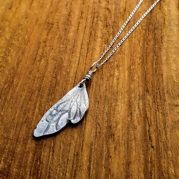 Fine and Sterling Silver Fairy Wing Necklace - Right Wing
