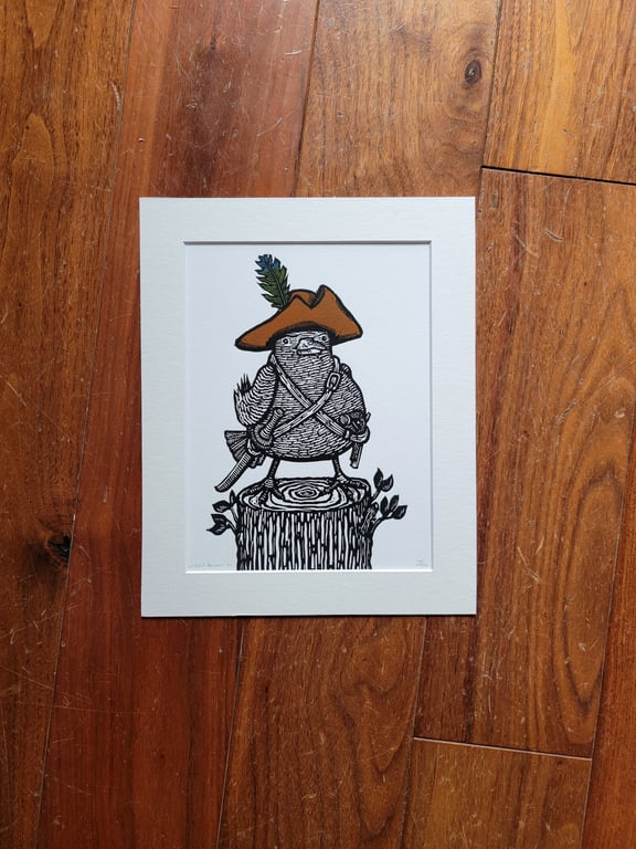 Le Petit Boucanier - handmade original linocut bird art print