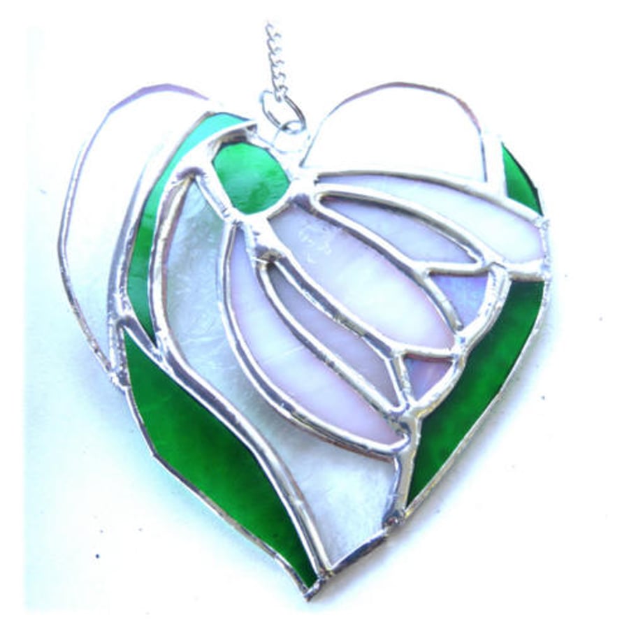 SOLD 240317 Snowdrops Heart Suncatcher Stained Glass 012