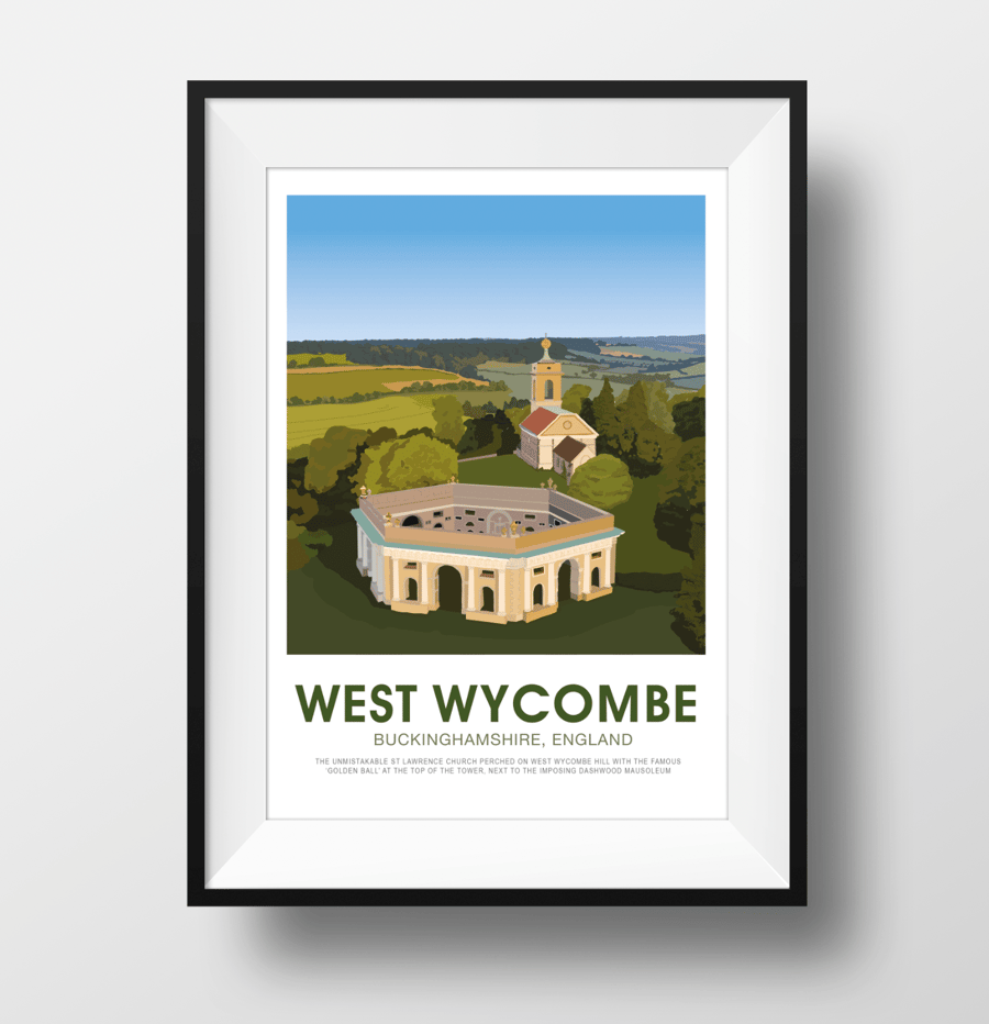West Wycombe Hill Poster Print, St Lawrence Church, Golden Ball,