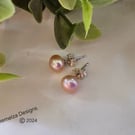 Cream Button Freshwater Culture Pearl Stud Sterling Silver Earrings 