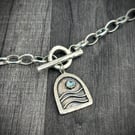 Sterling Silver Fob Necklace, Sky blue topaz necklace, silver toggle necklace, 
