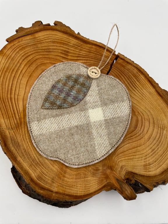 Tweed apple shaped mug rug, coaster