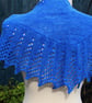 Ultramarine Blue pure wool laced edged scarf shawl - design S122 - Image 2