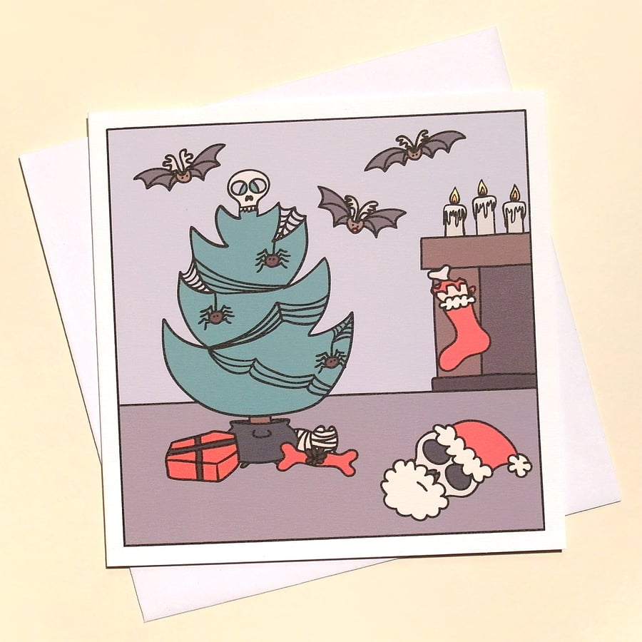 Spooky Christmas Card - Xmas card for Halloween lovers and goths Q-HCH