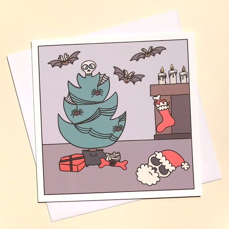 Spooky Christmas Card - Xmas card for Halloween lovers and goths Q-HCH
