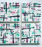 Set of 4 Hand Painted Ceramic Coasters, Modern Geometric Brush Stroke Coaster - Image 1
